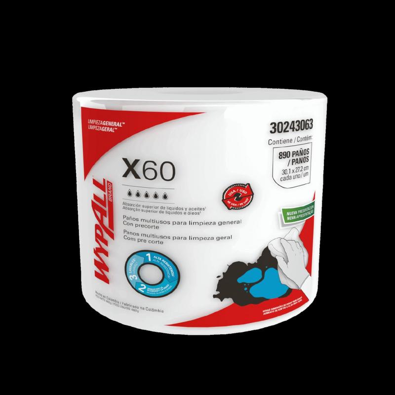 Pano Wypall X60 Quartfold Higiene Corporal 100 Panos Dobrados (29,4 X 34,5  Cm) - Caixa Com 12 Unidades